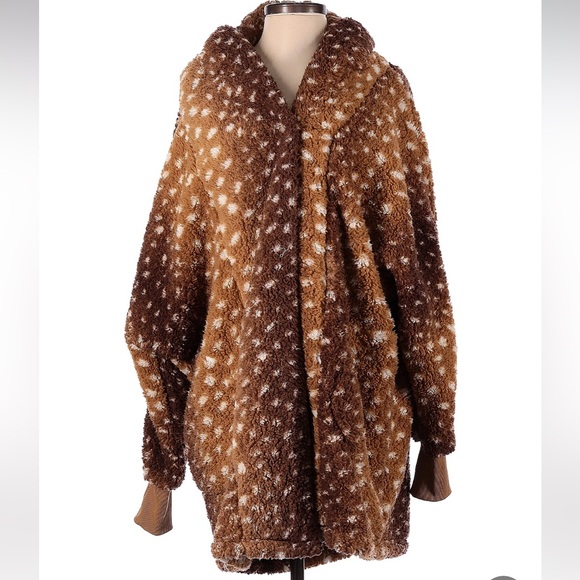 🎯NWOT BumbleBella by Jill Martin Sherpa Jacket Coat Brown Size XS/S - Picture 2 of 15